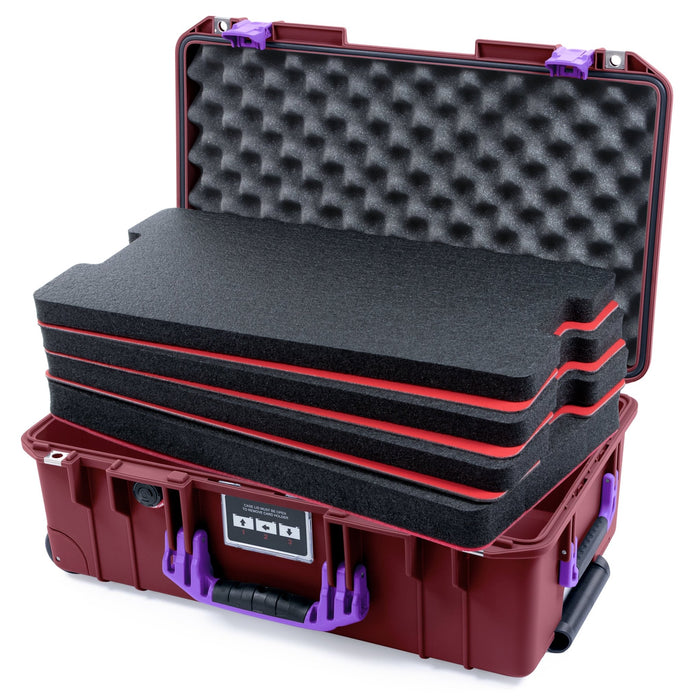 Pelican 1535 Air Carry - on Case - Oxblood & Purple - DIY Tool Foam Kit / Convoluted Lid Foam