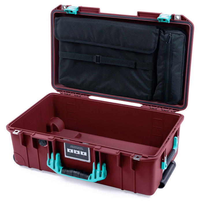 Pelican 1535 Air Case, Oxblood with Teal Handles & Latches Laptop Computer Lid Pouch Only ColorCase 015350-0200-510-591