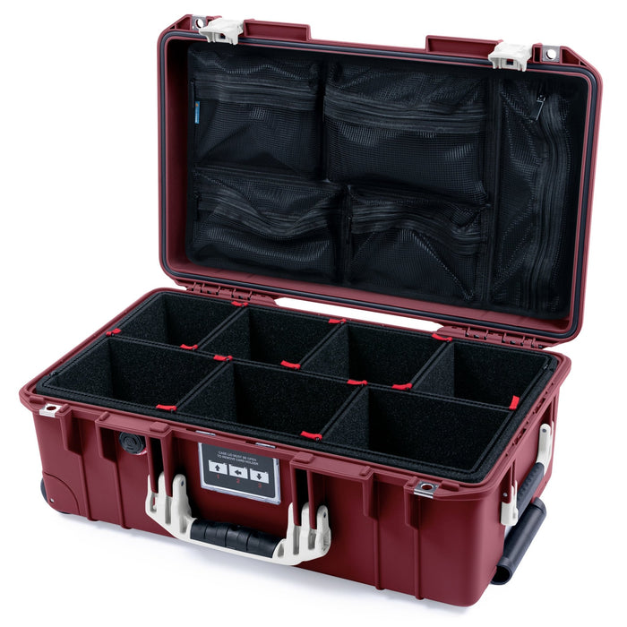 Pelican 1535 Air Carry - on Case - Oxblood & Whiteout - TrekPak Divider System / Mesh Lid Organizer