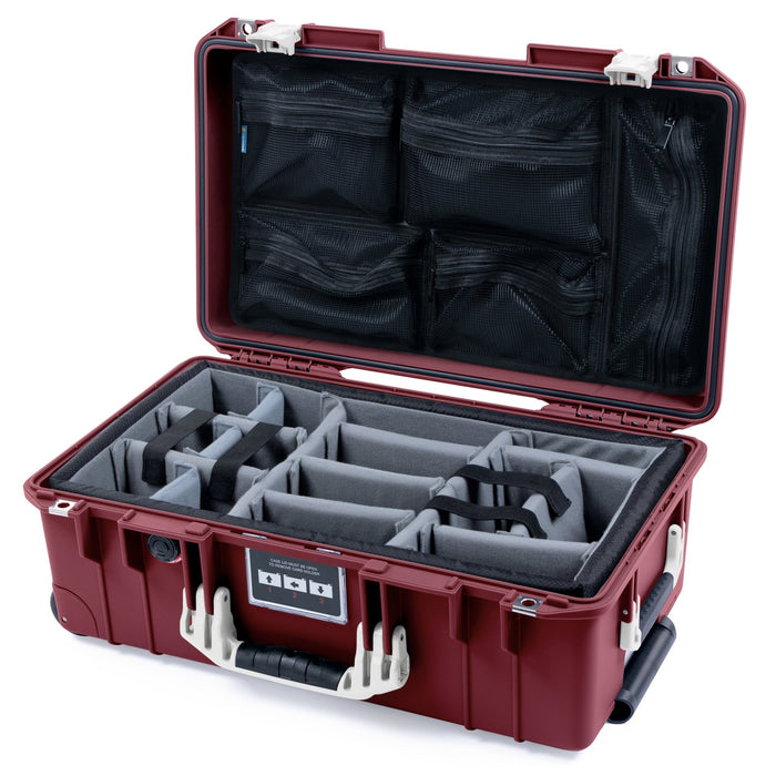 Pelican 1535 Air Carry - on Case - Oxblood & Whiteout - Padded Microfiber Dividers / Mesh Lid Organizer