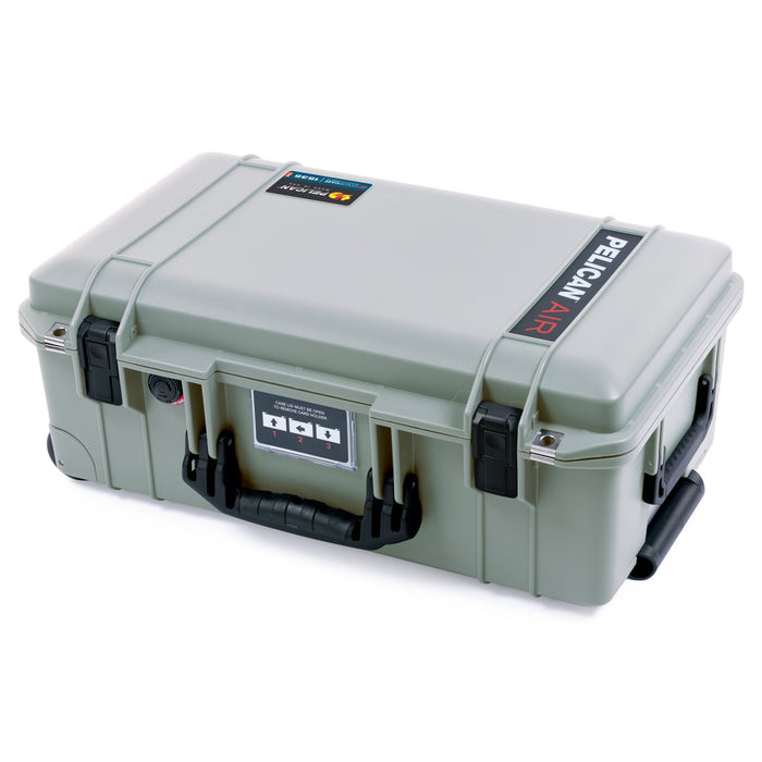 Sage Green Pelican Air 1535 case with black handles and latches