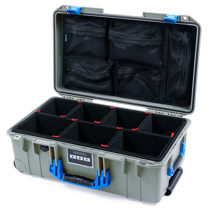 Pelican 1535 Air Carry - on Case - Sage & Blue - TrekPak Divider System / Mesh Lid Organizer