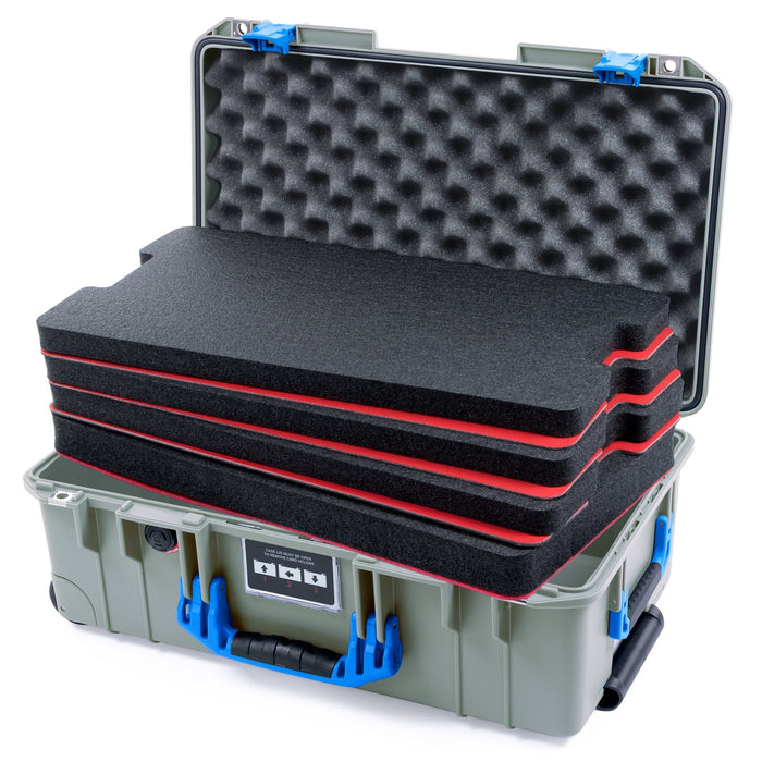 Pelican 1535 Air Carry - on Case - Sage & Blue - DIY Tool Foam Kit / Convoluted Lid Foam