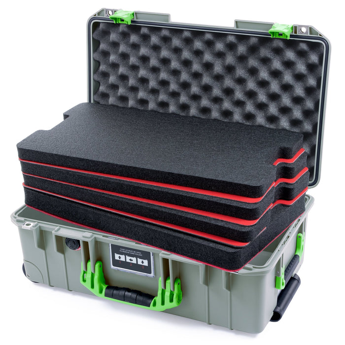 Pelican 1535 Air Carry - on Case - Sage & Lime Green - DIY Tool Foam Kit / Convoluted Lid Foam