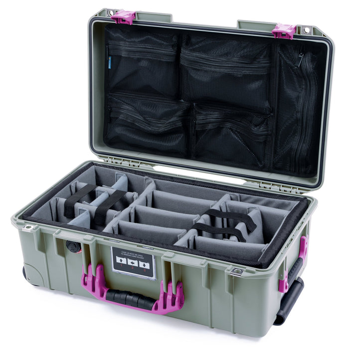 Pelican 1535 Air Carry - on Case - Sage & Magenta - Padded Microfiber Dividers / Mesh Lid Organizer