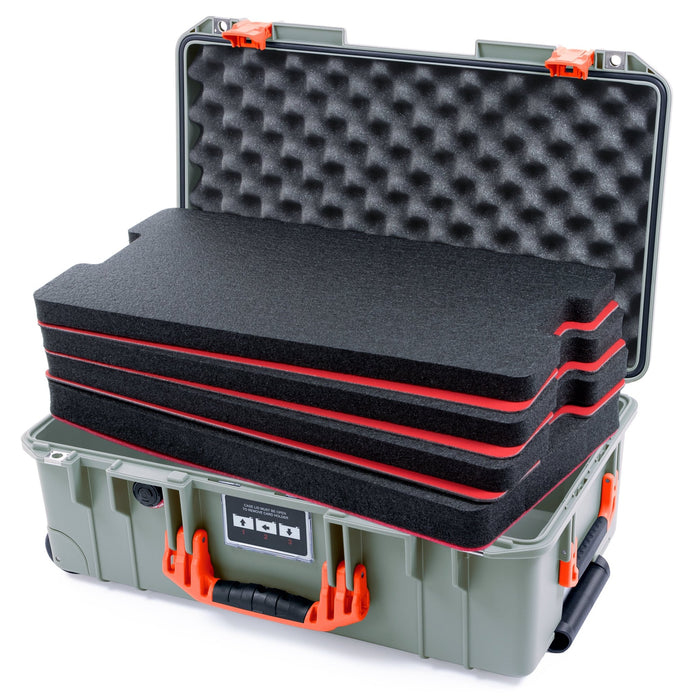 Pelican 1535 Air Carry - on Case - Sage & Orange - DIY Tool Foam Kit / Convoluted Lid Foam