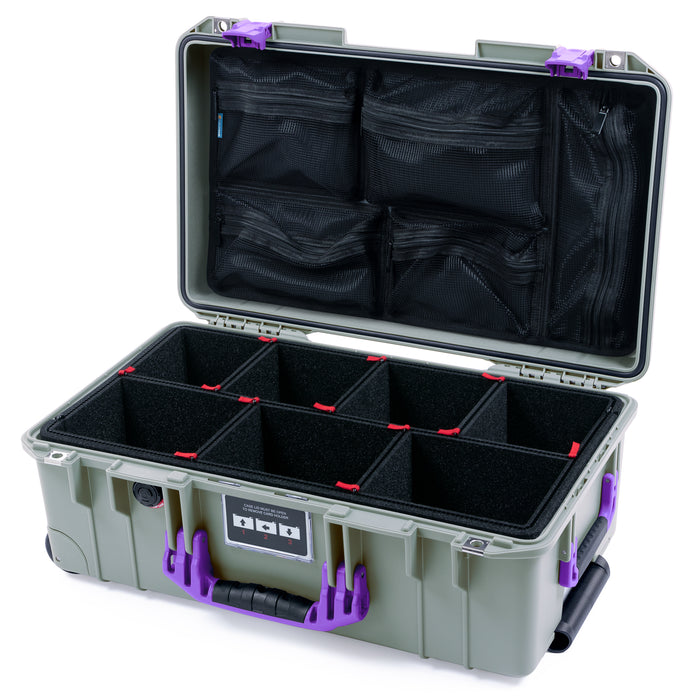Pelican 1535 Air Carry-on Case - Sage & Purple - TrekPak Divider System / Mesh Lid Organizer