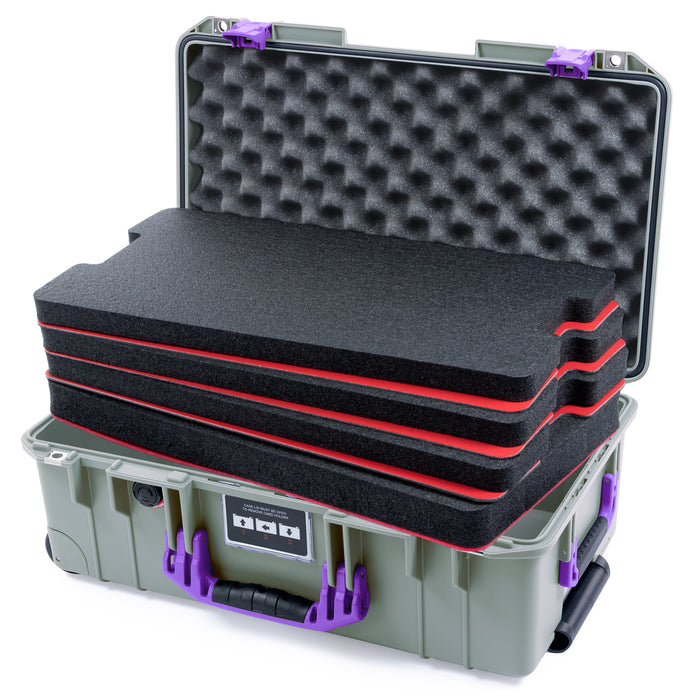 Pelican 1535 Air Carry-on Case - Sage & Purple - DIY Tool Foam Kit / Convoluted Lid Foam
