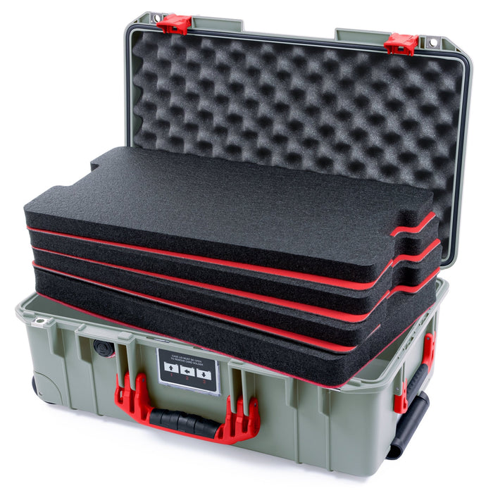 Pelican 1535 Air Carry - on Case - Sage & Red - DIY Tool Foam Kit / Convoluted Lid Foam