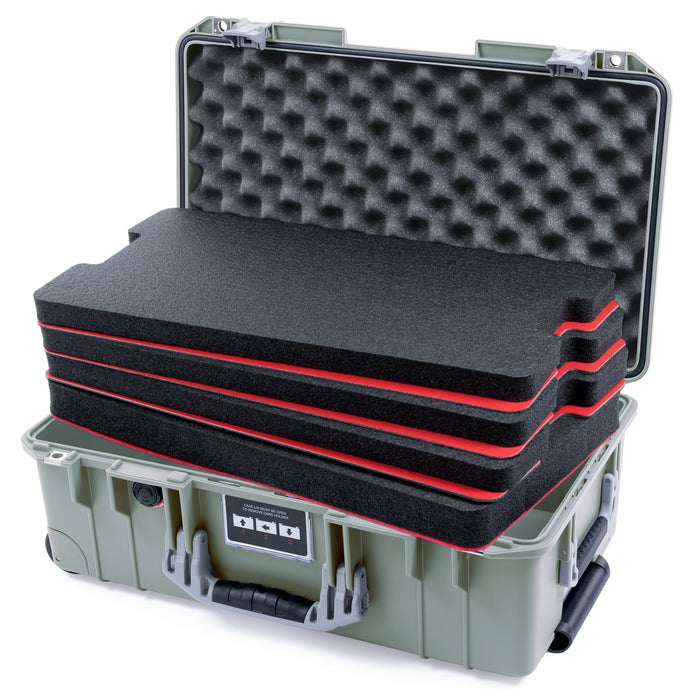 Pelican 1535 Air Carry - on Case - Sage & Silver - DIY Tool Foam Kit / Convoluted Lid Foam