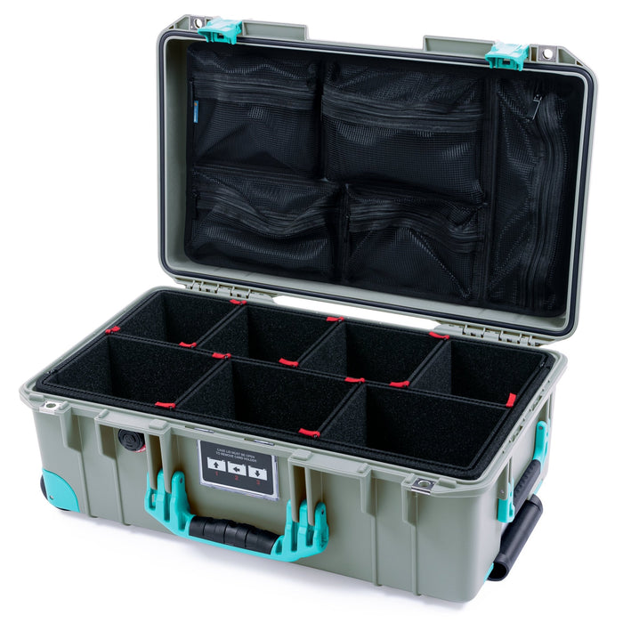 Pelican 1535 Air Carry - on Case - Sage & Teal - TrekPak Divider System / Mesh Lid Organizer