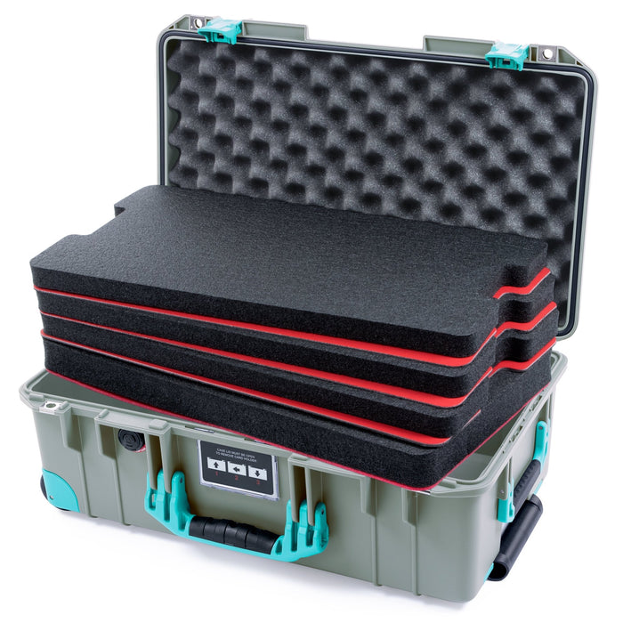 Pelican 1535 Air Carry - on Case - Sage & Teal - DIY Tool Foam Kit / Convoluted Lid Foam