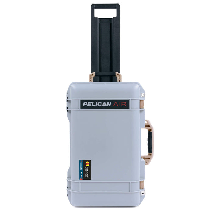 Pelican 1535 Air Case, Silver with Desert Tan Handles, Latches & Trolley ColorCase