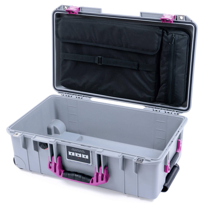 Pelican 1535 Air Case, Silver with Magenta Handles, Latches & Trolley Laptop Computer Lid Pouch Only ColorCase 015350-0200-180-401-400