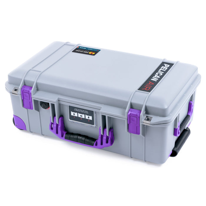 Pelican 1535 Air Carry - on Case - Silver & Purple Trolley - Empty