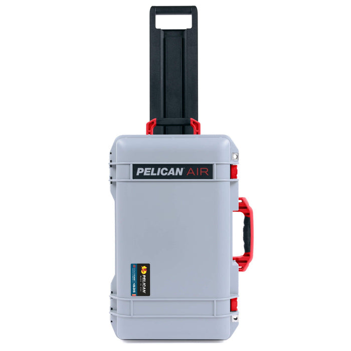 Pelican 1535 Air Case, Silver with Red Handles, Latches & Trolley ColorCase