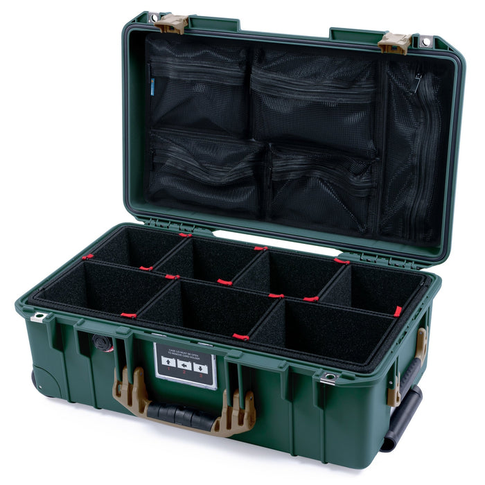 Pelican 1535 Air Carry - on Case - Trekking Green & Dark Desert Dirt - TrekPak Divider System / Mesh Lid Organizer