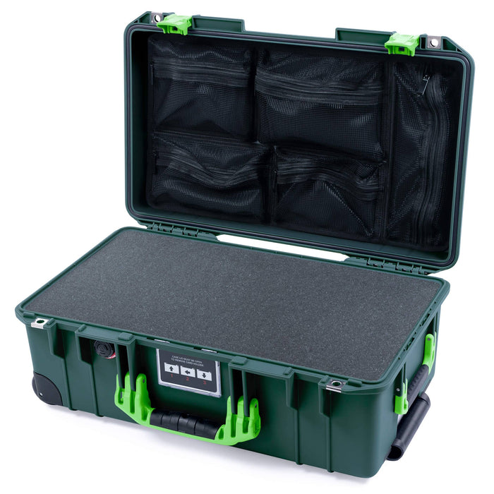 Pelican 1535 Air Carry-on Case - Trekking Green & Lime Green - Pick & Pluck Foam / Mesh Lid Organizer