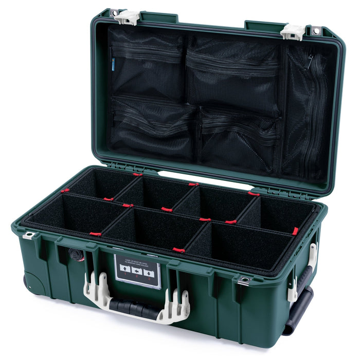 Pelican 1535 Air Carry - on Case - Trekking Green & Whiteout - TrekPak Divider System / Mesh Lid Organizer