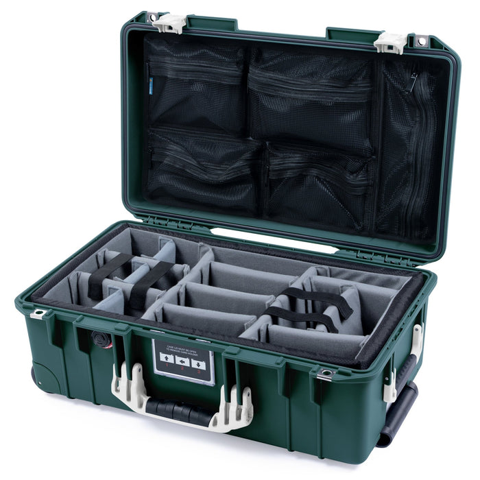 Pelican 1535 Air Carry - on Case - Trekking Green & Whiteout - Padded Microfiber Dividers / Mesh Lid Organizer