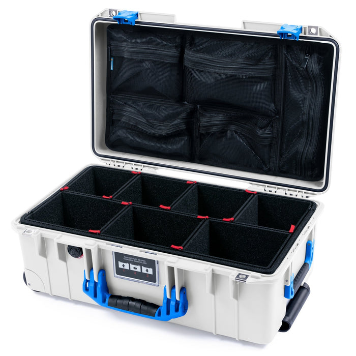 Pelican 1535 Air Carry - on Case - Whiteout & Blue - TrekPak Divider System / Mesh Lid Organizer