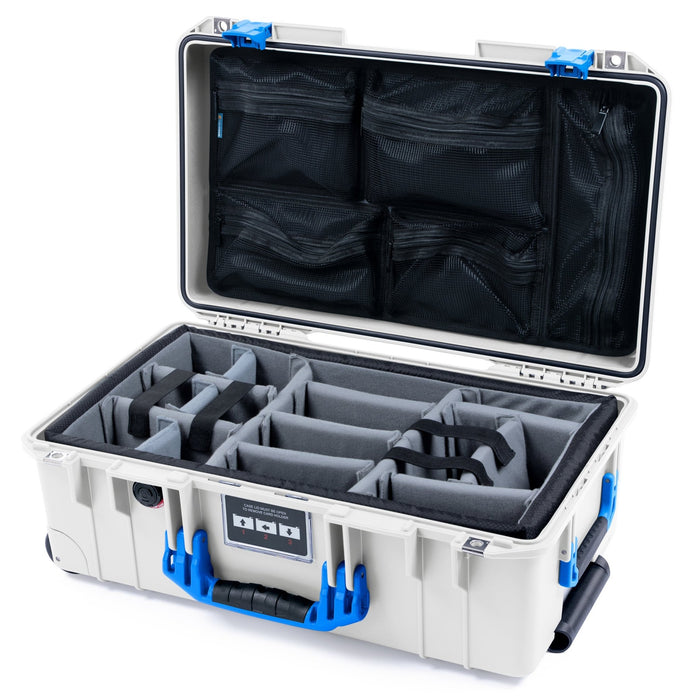 Pelican 1535 Air Carry - on Case - Whiteout & Blue - Padded Microfiber Dividers / Mesh Lid Organizer