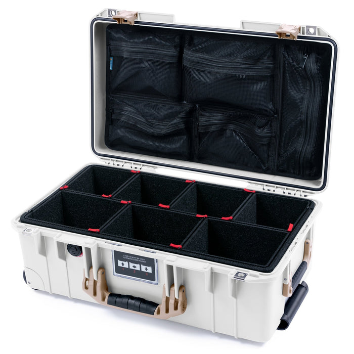 Pelican 1535 Air Carry - on Case - Whiteout & Desert Tan - TrekPak Divider System / Mesh Lid Organizer
