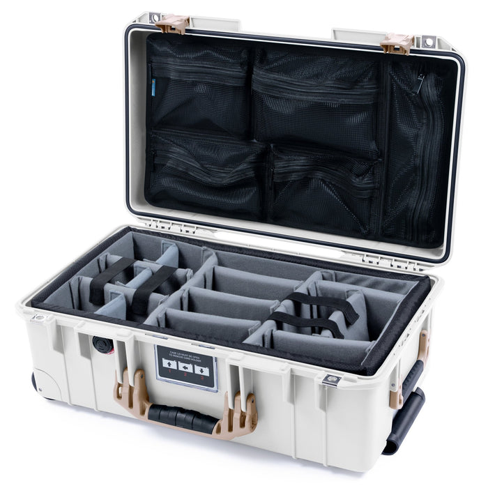 Pelican 1535 Air Carry - on Case - Whiteout & Desert Tan - Padded Microfiber Dividers / Mesh Lid Organizer