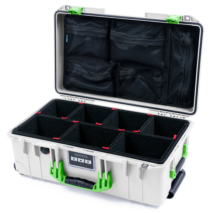 Pelican 1535 Air Carry - on Case - Whiteout & Lime Green - TrekPak Divider System / Mesh Lid Organizer