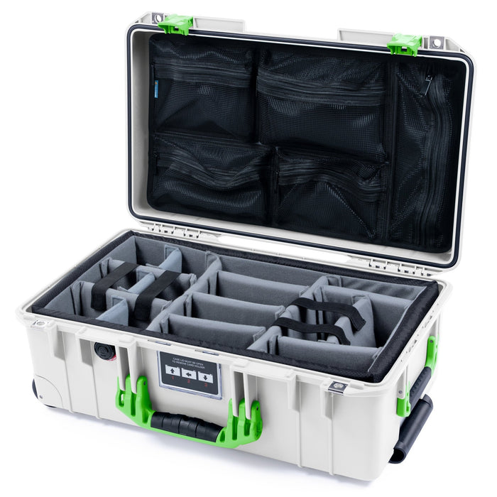 Pelican 1535 Air Carry - on Case - Whiteout & Lime Green - Padded Microfiber Dividers / Mesh Lid Organizer