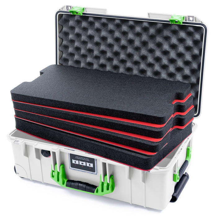 Pelican 1535 Air Carry - on Case - Whiteout & Lime Green - DIY Tool Foam Kit / Convoluted Lid Foam