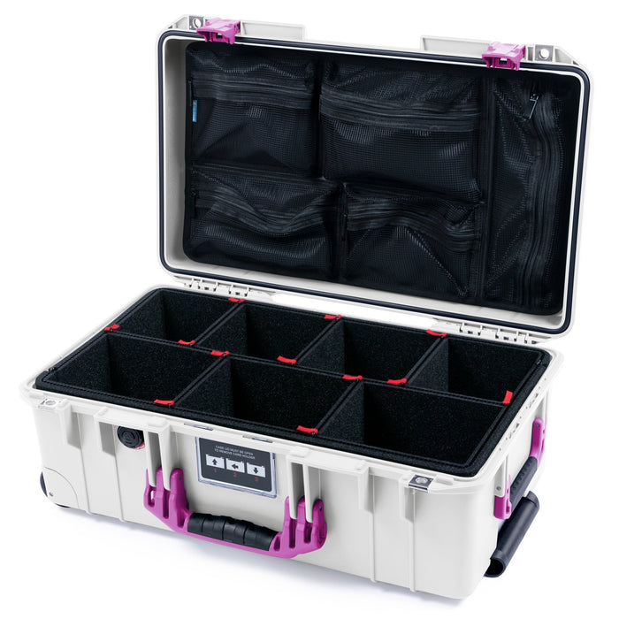 Pelican 1535 Air Carry - on Case - Whiteout & Magenta - TrekPak Divider System / Mesh Lid Organizer