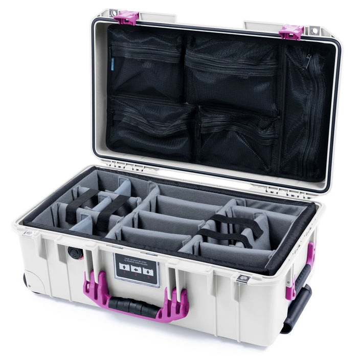 Pelican 1535 Air Carry - on Case - Whiteout & Magenta - Padded Microfiber Dividers / Mesh Lid Organizer