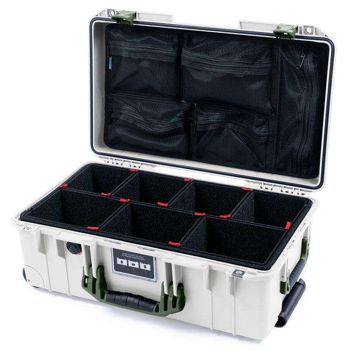 Pelican 1535 Air Carry - on Case - Whiteout & OD Green - TrekPak Divider System / Mesh Lid Organizer
