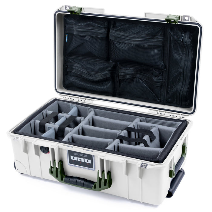 Pelican 1535 Air Carry - on Case - Whiteout & OD Green - Padded Microfiber Dividers / Mesh Lid Organizer
