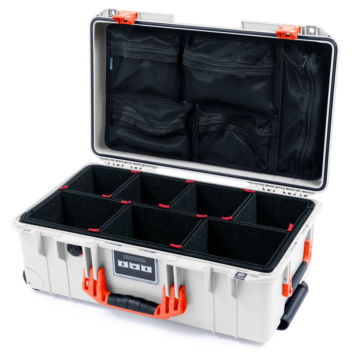 Pelican 1535 Air Carry - on Case - Whiteout & Orange - TrekPak Divider System / Mesh Lid Organizer