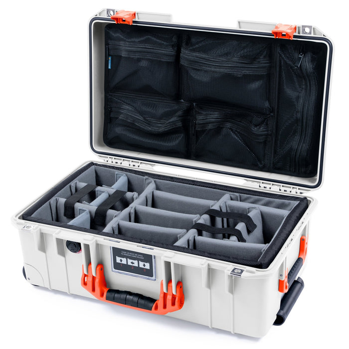 Pelican 1535 Air Carry - on Case - Whiteout & Orange - Padded Microfiber Dividers / Mesh Lid Organizer