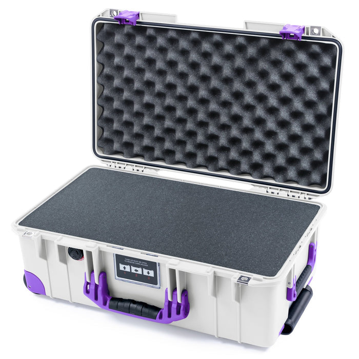 Pelican 1535 Air Carry - on Case - Whiteout & Purple Trolley - Pick & Pluck Foam / Convoluted Lid Foam