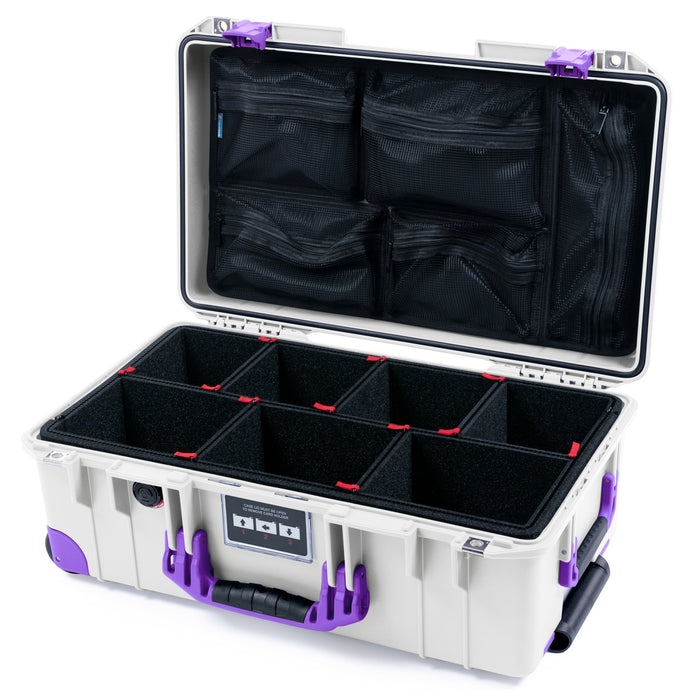 Pelican 1535 Air Carry - on Case - Whiteout & Purple Trolley - TrekPak Divider System / Mesh Lid Organizer