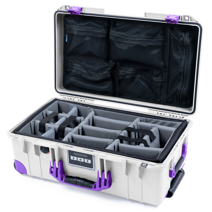 Pelican 1535 Air Carry - on Case - Whiteout & Purple Trolley - Padded Microfiber Dividers / Mesh Lid Organizer