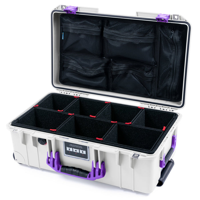 Pelican 1535 Air Carry - on Case - Whiteout & Purple - TrekPak Divider System / Mesh Lid Organizer