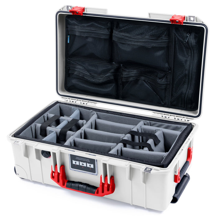 Pelican 1535 Air Carry - on Case - Whiteout & Red - Padded Microfiber Dividers / Mesh Lid Organizer