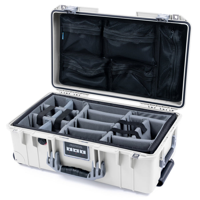 Pelican 1535 Air Carry - on Case - Whiteout & Silver - Padded Microfiber Dividers / Mesh Lid Organizer