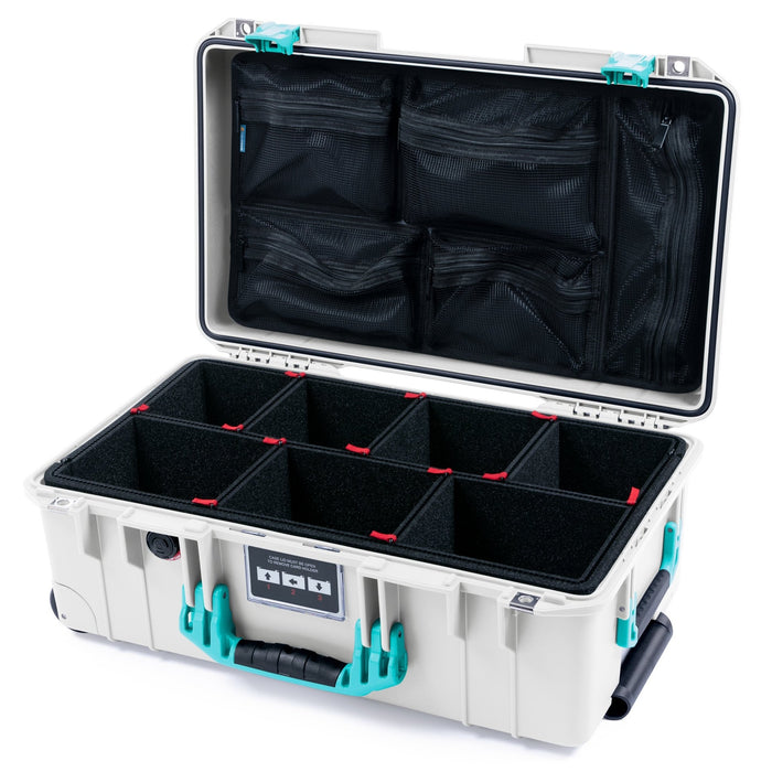 Pelican 1535 Air Carry - on Case - Whiteout & Teal - TrekPak Divider System / Mesh Lid Organizer