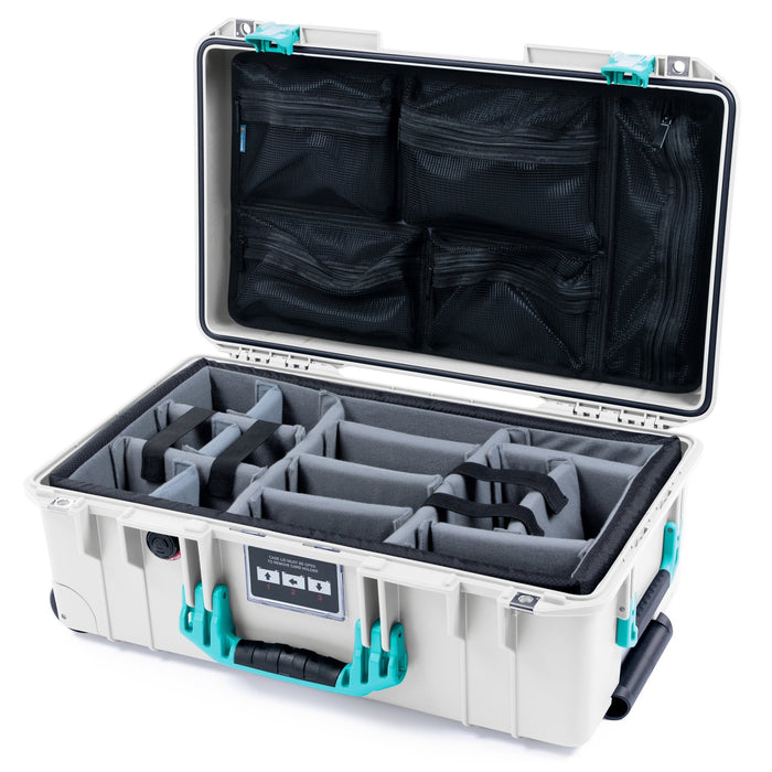 Pelican 1535 Air Carry - on Case - Whiteout & Teal - Padded Microfiber Dividers / Mesh Lid Organizer