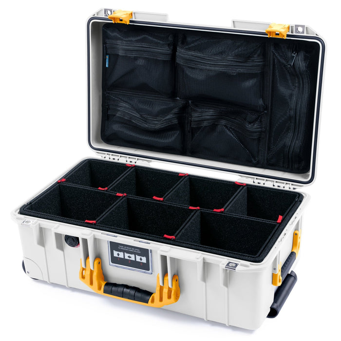 Pelican 1535 Air Carry - on Case - Whiteout & Yellow - TrekPak Divider System / Mesh Lid Organizer
