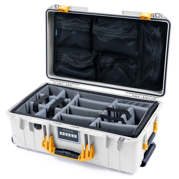 Pelican 1535 Air Carry - on Case - Whiteout & Yellow - Padded Microfiber Dividers / Mesh Lid Organizer