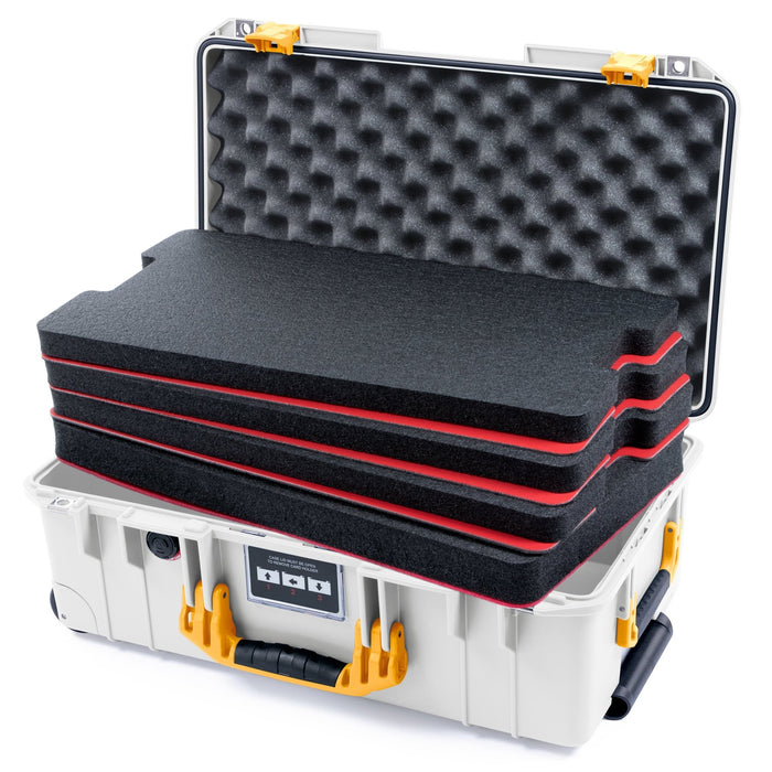 Pelican 1535 Air Carry - on Case - Whiteout & Yellow - DIY Tool Foam Kit / Convoluted Lid Foam