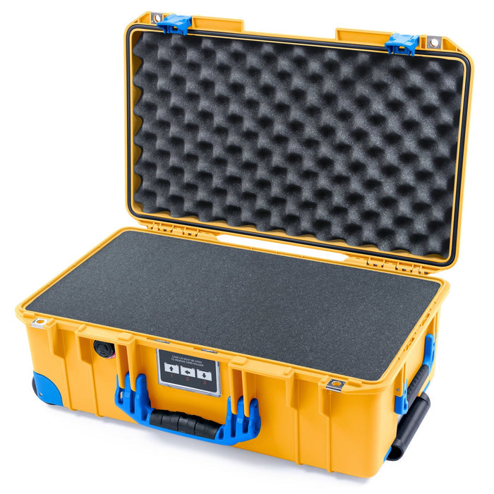 Pelican 1535 Air Carry - on Case - Yellow & Blue Trolley - Pick & Pluck Foam / Convoluted Lid Foam