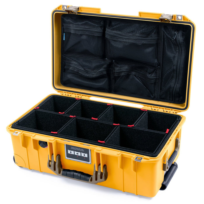 Pelican 1535 Air Carry - on Case - Yellow & Dark Desert Dirt - TrekPak Divider System / Mesh Lid Organizer